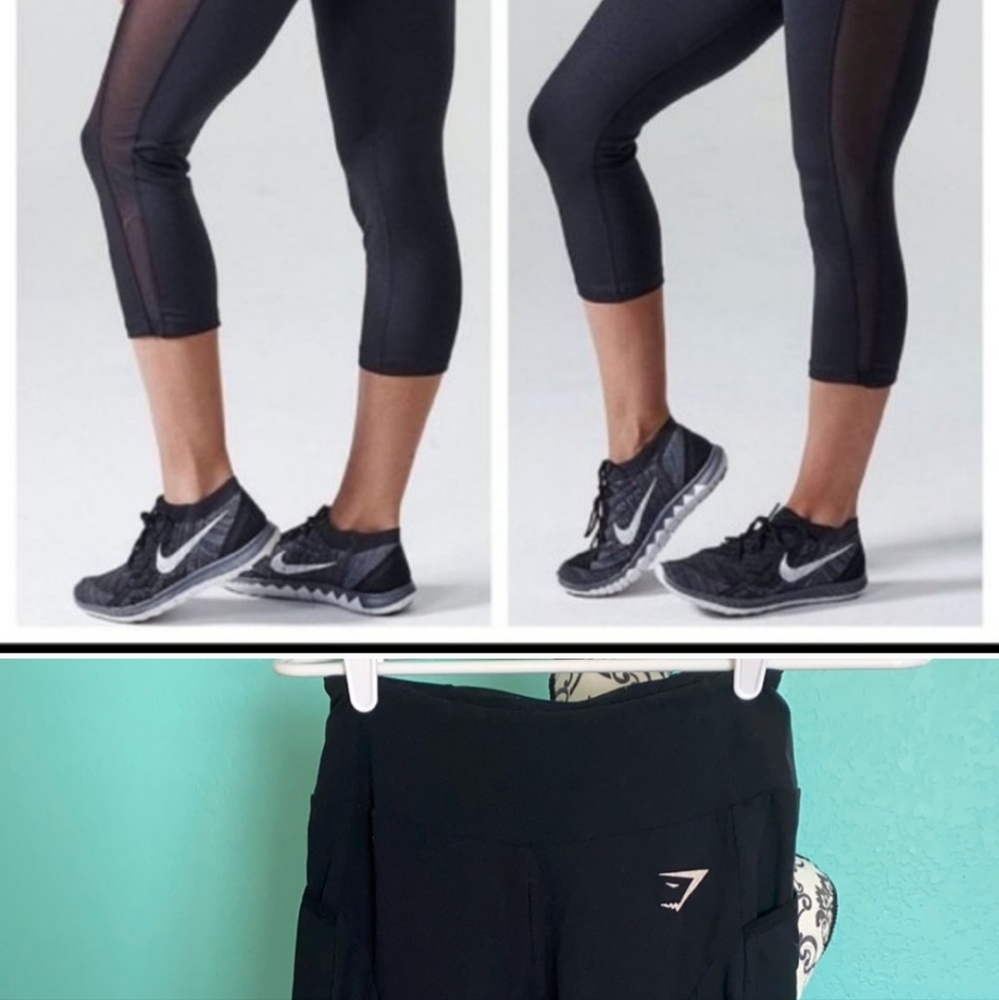 Gymshark Simple Basic Black Partial Mesh Cropped … - image 1